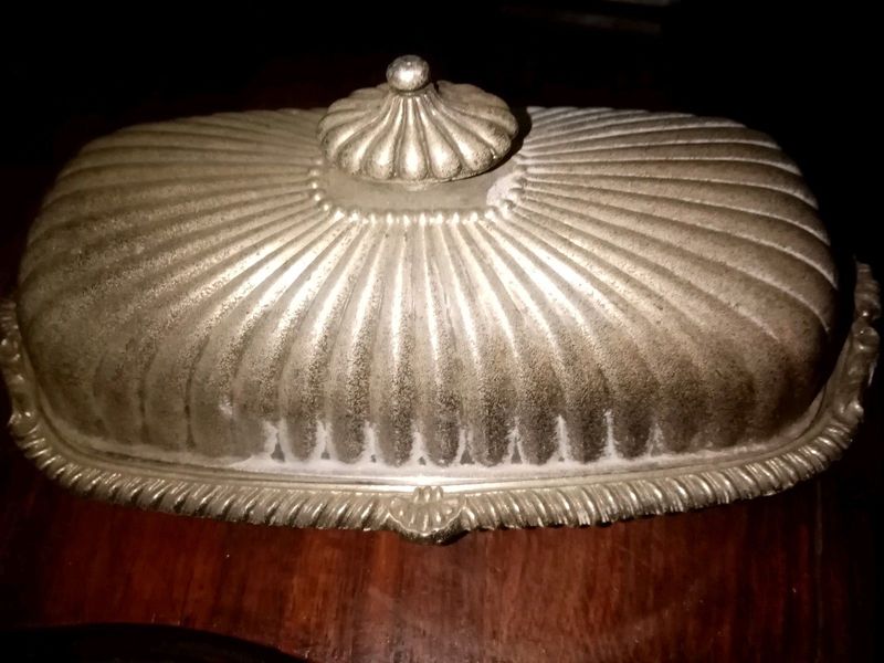 Silver plated butter dish server viners vintage