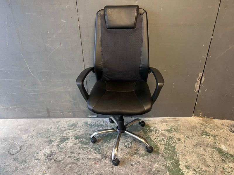 Black Leather High Back Office Chair-