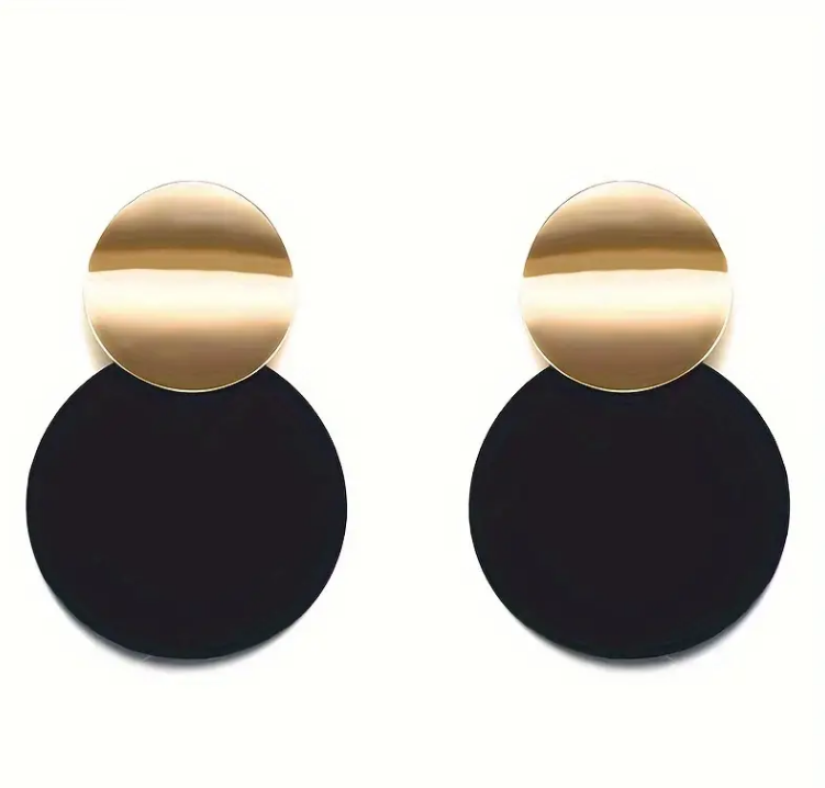 Black &amp; Gold Chic Minimalist Dangling Earrings