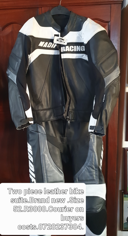 Ladies 2 piece leather suit.Brand new.R2500.Size 52.Courier on buyer costs.Leslie.0720237304.