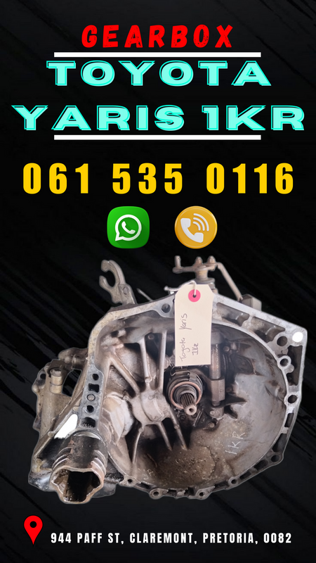 Toyota Yaris 1KR gearbox R4500 Call or WhatsApp me 061 535 0116