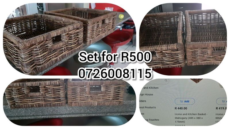 Wicker draw baskets for sale both for R500