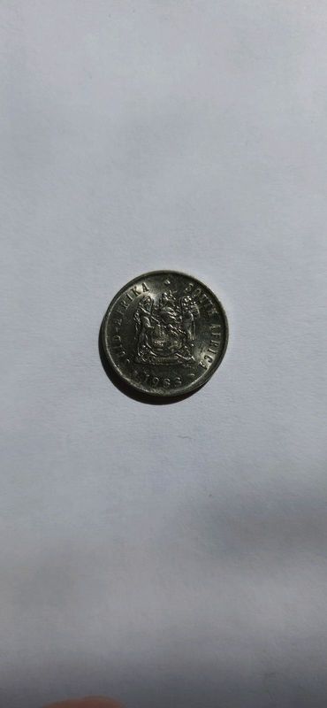 1983 South African Error Five Cent Coin- Off Center Struck.