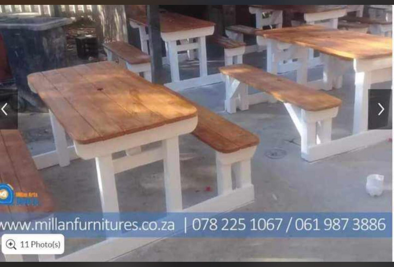 Outdoor table &amp; benches set