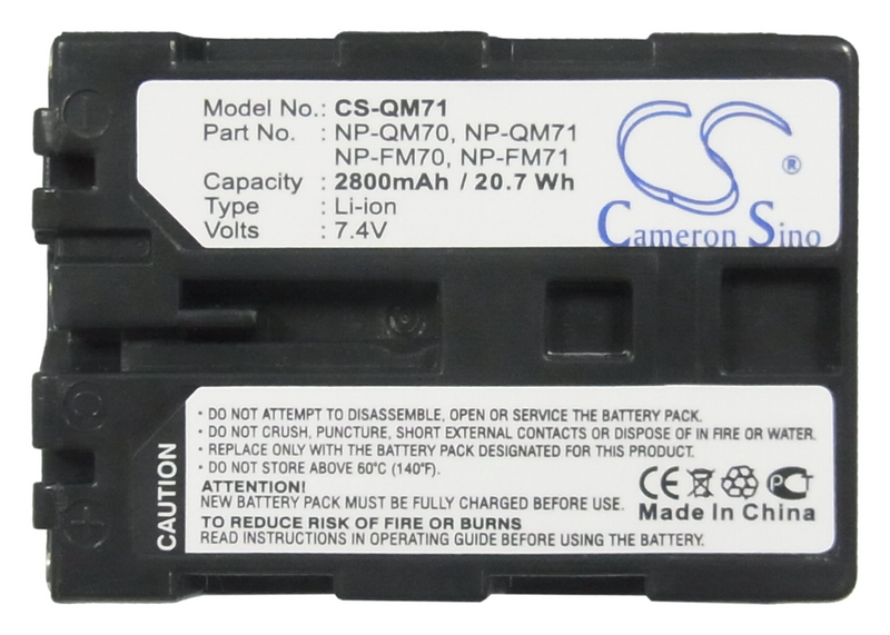 Camera Battery CS-QM71 for SONY NP-QM71 etc.