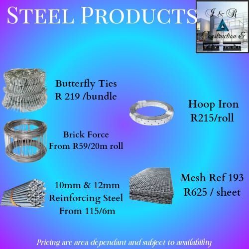 Steel Products Available, ALL types of Building materials needs, We deliver