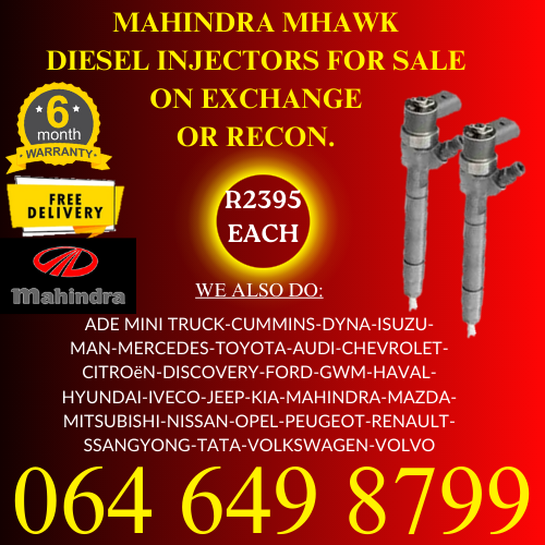 Mahindra Mhawk diesel injectors for sale on exchange 6 months warranty