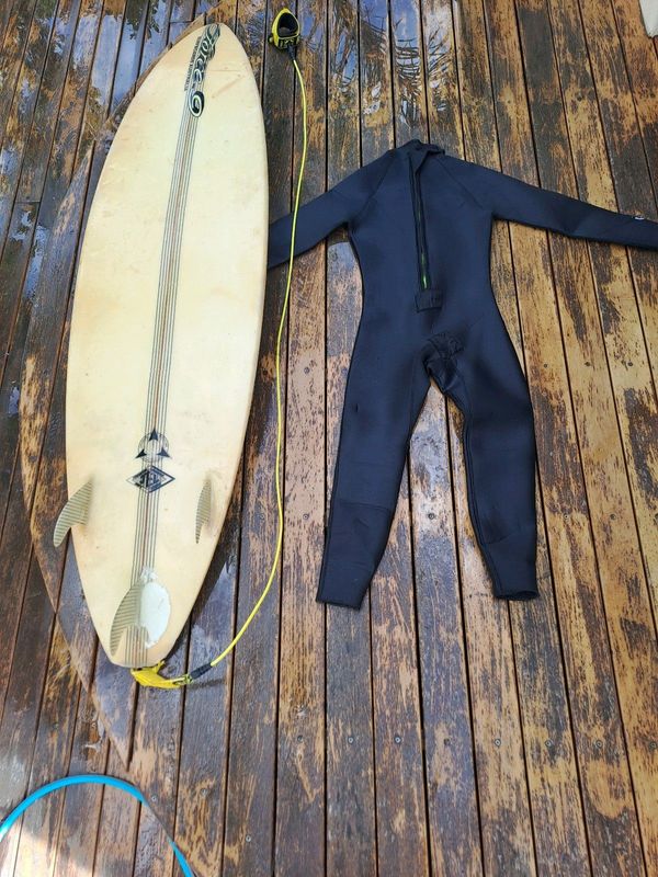 Surfboard and wetsuit