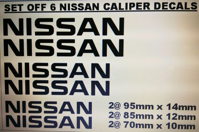 Set off 6 NISSAN brake caliper decals / vinyl cut stickers