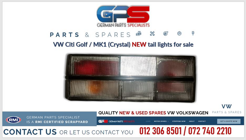 VW CITI GOLF / MK1 (CRYSTAL) NEW TAIL LIGHTS FOR SALE