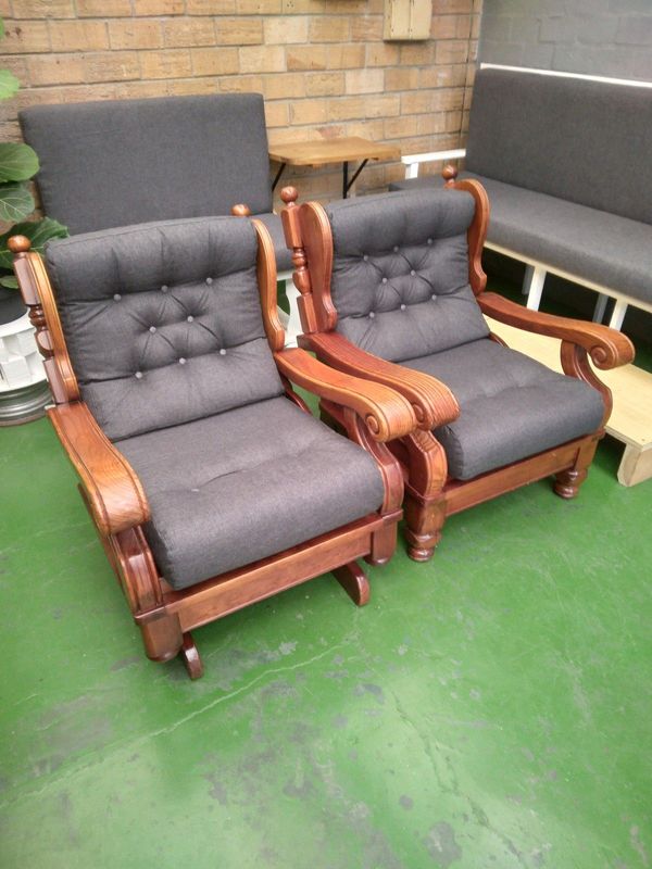 Pair of 2 beautiful, solid crafted newly upholstered arm chairs