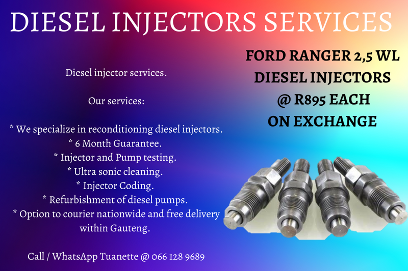FORD RANGER 2,5WL DIESEL INJECTORS FOR SALE ON EXCHANGE OR TO RECON YOUR OWN
