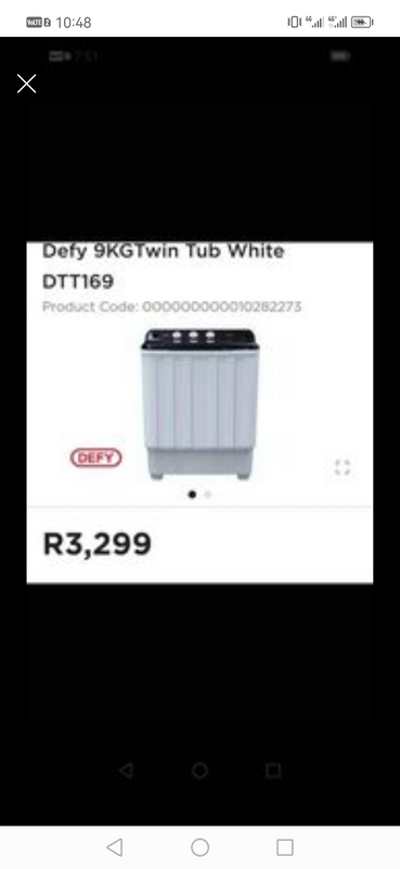 Defy 9kg twin tub washing machine white for sale R1800 still brand new