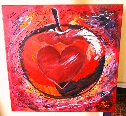 Apple of my Heart. Trendy modern painting by Inge!
