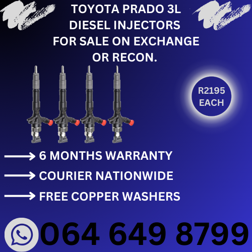 Toyota Prado 3.0 diesel injectors for sale on exchange with 6 months warranty