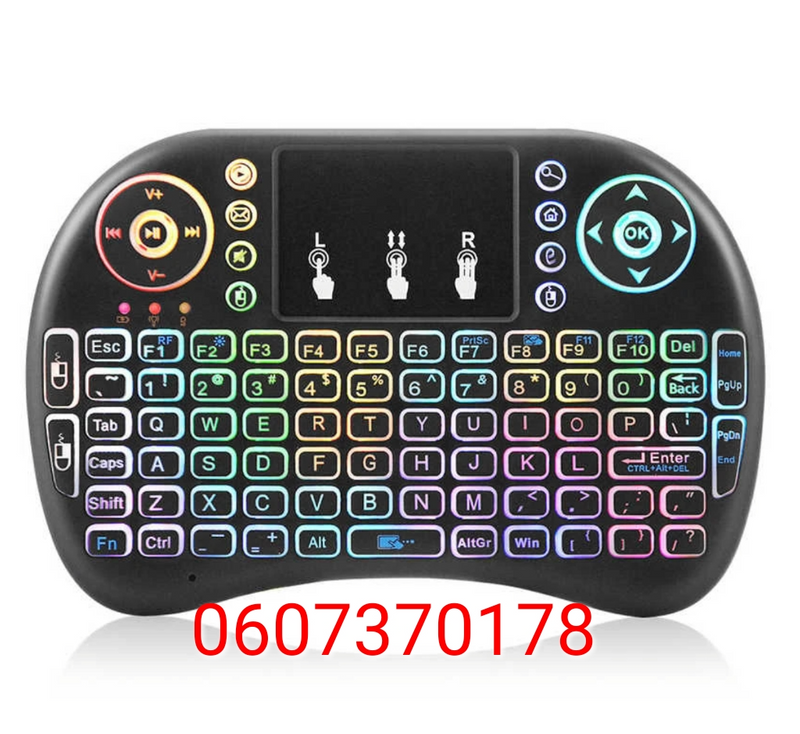 Wireless Mini Keyboard with Touchpad Multi Coloured Backlit LED (Brand New)