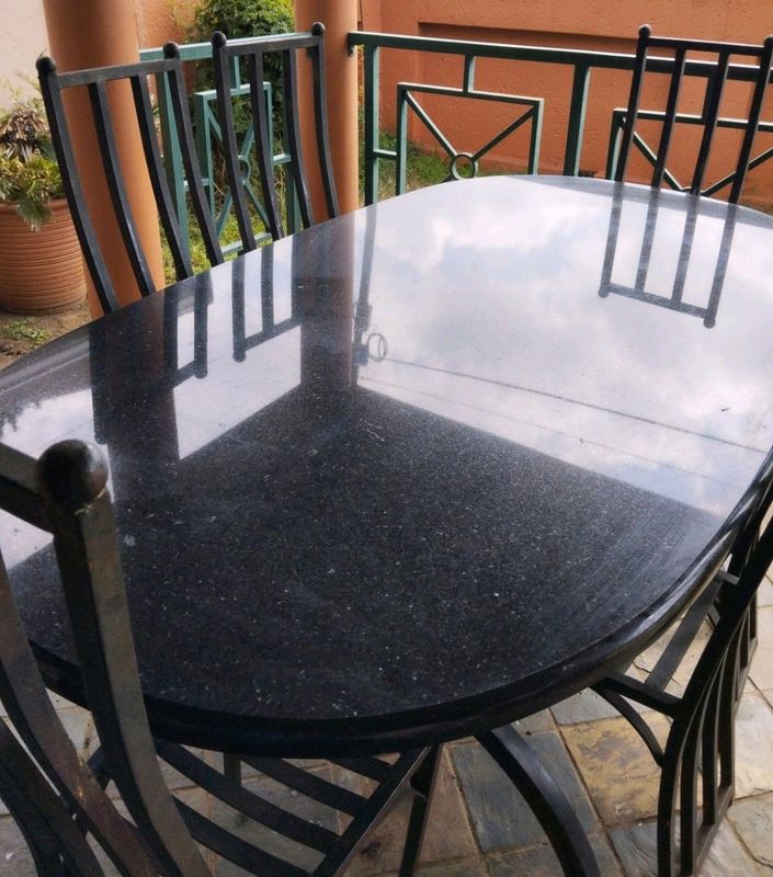 OPEN TO OFFERS! Gorgeous Granite and Wrought Iron 6 Seater Dining Set