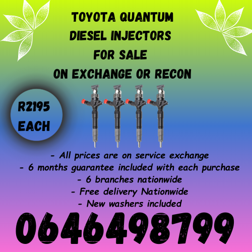 Toyota Quantum diesel injectors for sale on exchange 6 months warranty - free delivery.