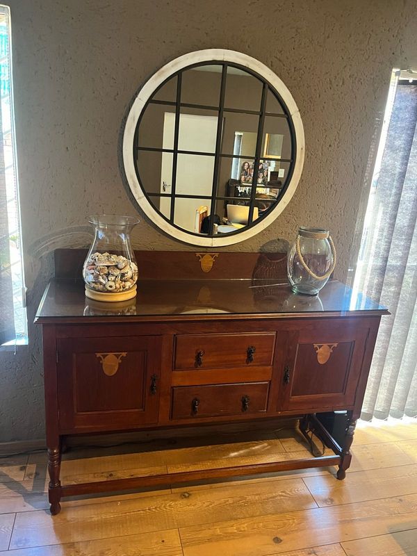 Antique vintage Sideboard with glass top