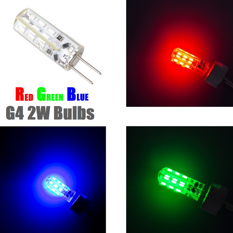 Red. Green, Blue LED G4 Light Bulbs, Capsules, Globes, Lamps 220V Ultra Bright. Brand New Products.