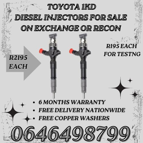 Toyota diesel injectors for sale on exchange with 6 months warranty