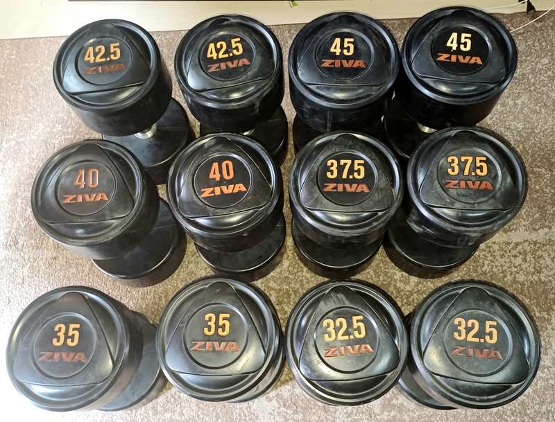 435Kg Ziva Rubber Dumbbell Set