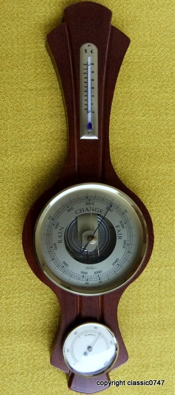 FISCHER PROFESSIONAL Precision Barometer, Hygrometer and Thermometer in Brass Ø134 size L50 x W16cm