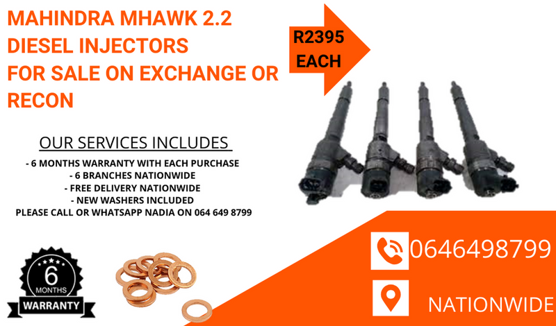 MAHINDRA MHAWK DIESEL INJECTORS FOR SALE ON EXCHANGE OR TO RECON.