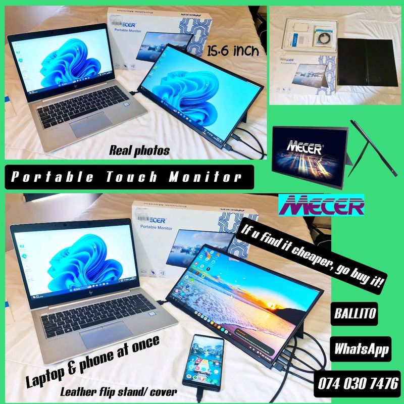 ☆2Nice Plug&amp;play Mecer Portable ☆Touch monitor, Box Demo 99%mint (WhatsApp Ballito)