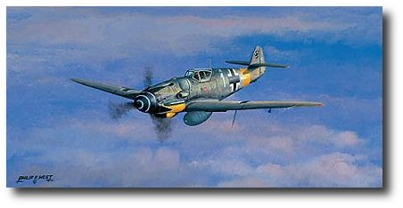 The Black Tulip by Philip West. Aviation Art Framed Print 24/175 WWII ME109 Erich Alfred Hartmann