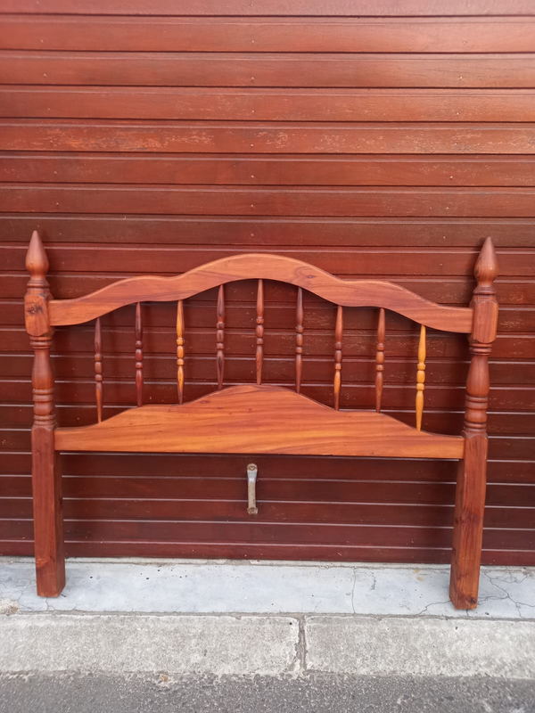 Yellow Wood Double Bed Headboard For Sale