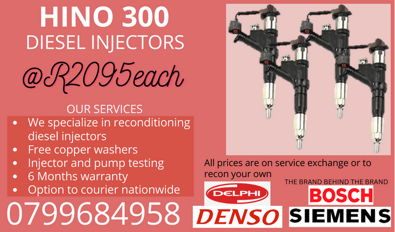 HINO 300 DIESEL INJECTORS/ FREE COPPER WASHERS