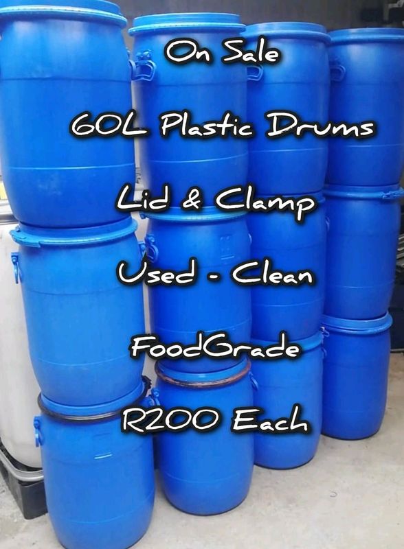 Plastic Drums with Lid and Clamp 60L / 25kg