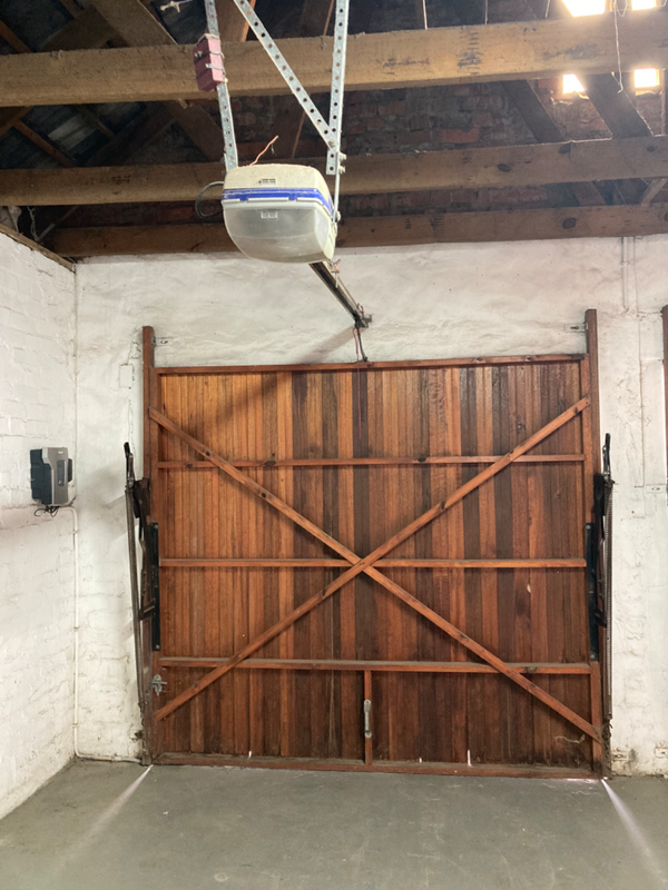 2 x Wooden Garage Doors with Motors