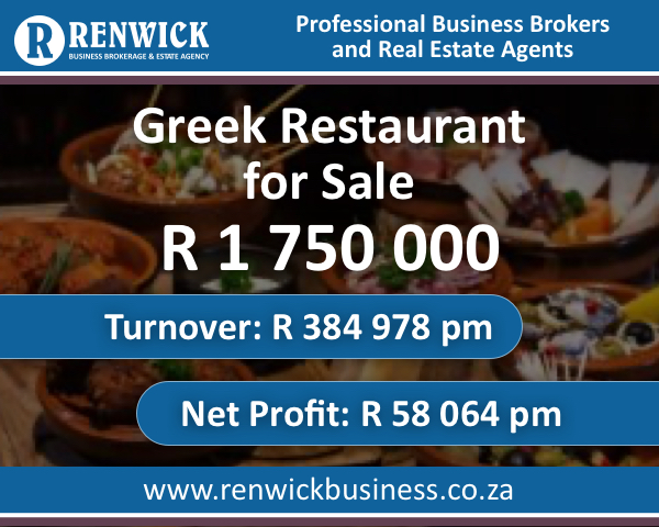 Business For Sale: Greek Restaurant in Pretoria