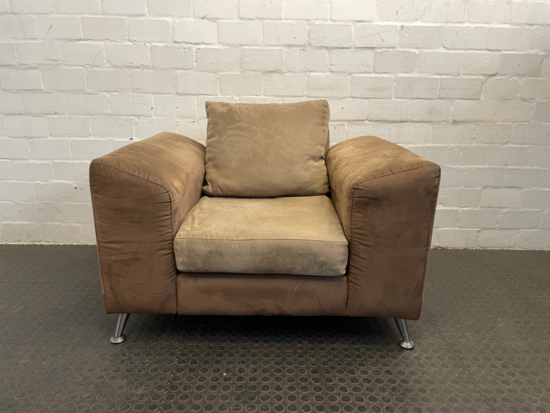 Light Brown Suede 1 Seater Couch-