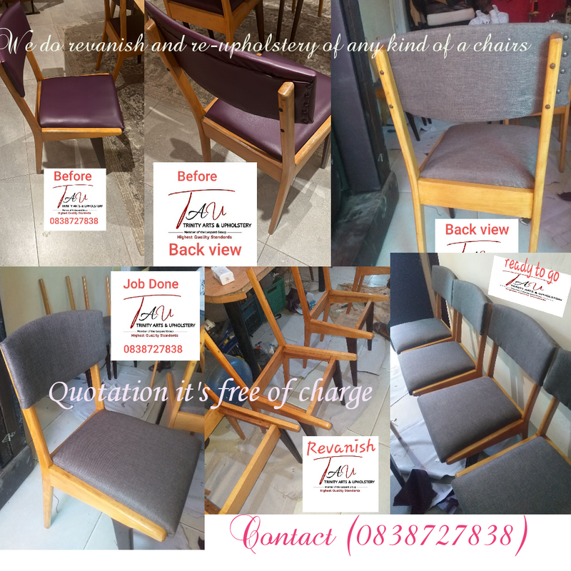 Re-upholstery of any kind of seats,chairs and couches, No matter how old it is,we turn it into knew