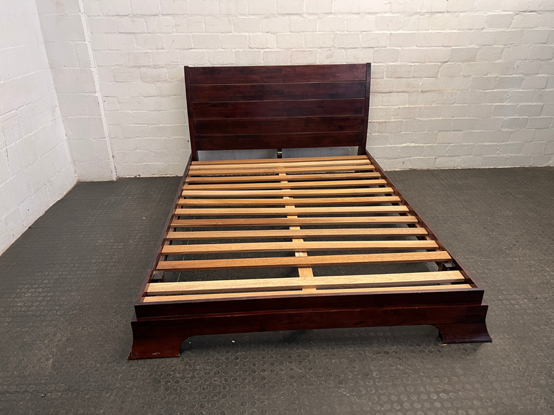 Dark Wood Double Sleigh Bed- A48518