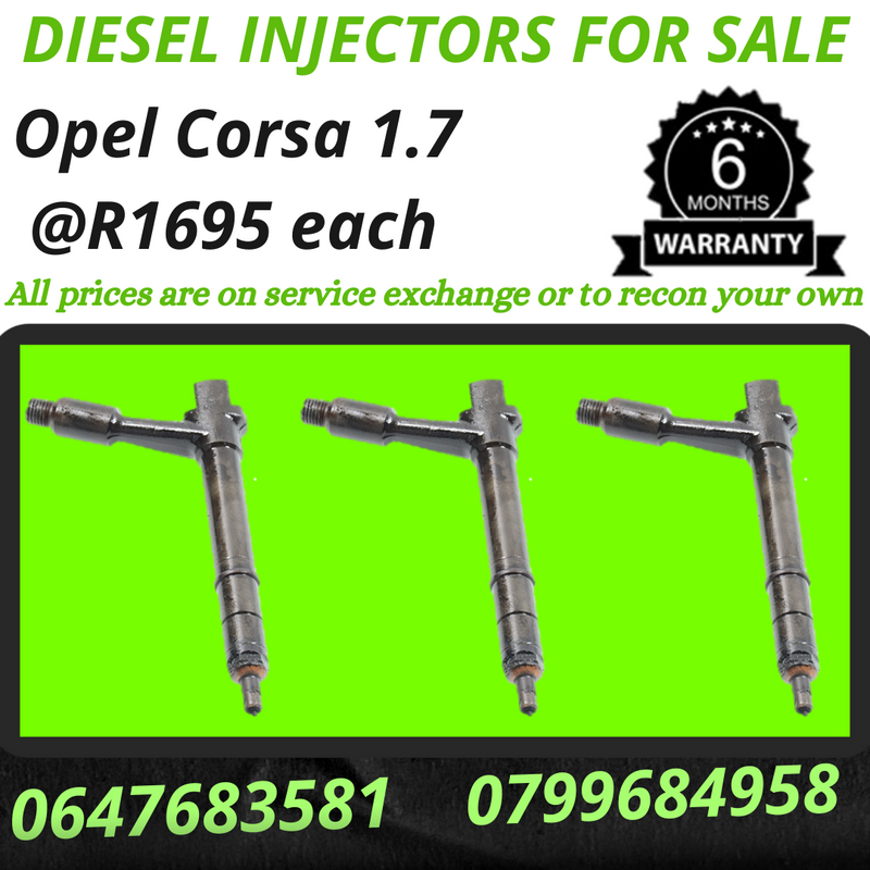 OPEL CORSA 1.7 DIESEL INJECTORS FOR SALE WITH WARRANTY