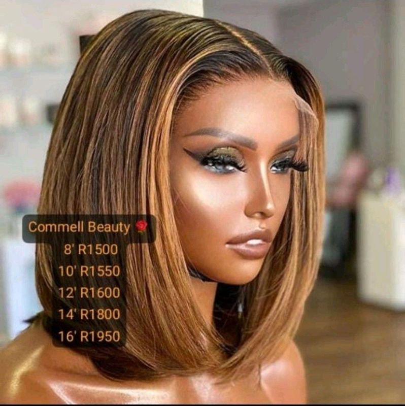 8inch ear to ear lace frontal Peruvian hair wig brown . Grade 12A