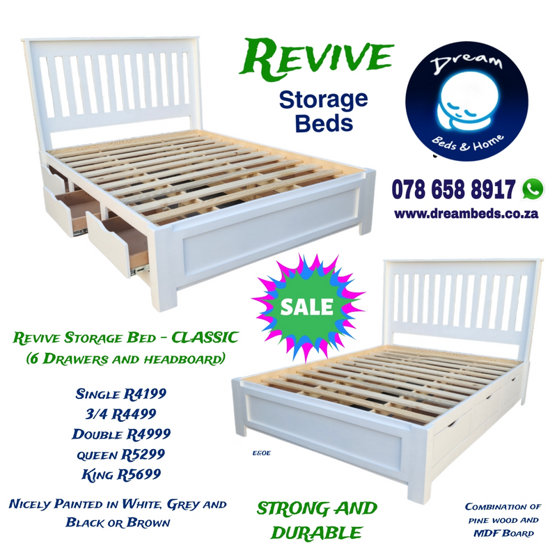 Revive Storage Beds with drawers and headboard from R4199 !