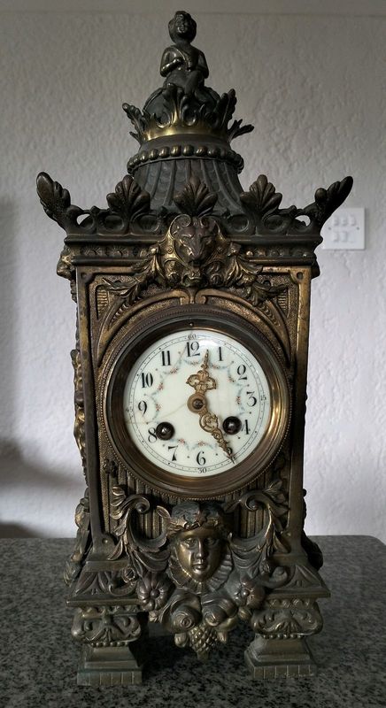 Vintage brass mantle clock