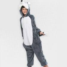 Kids Animal Onesie Grey Wolf