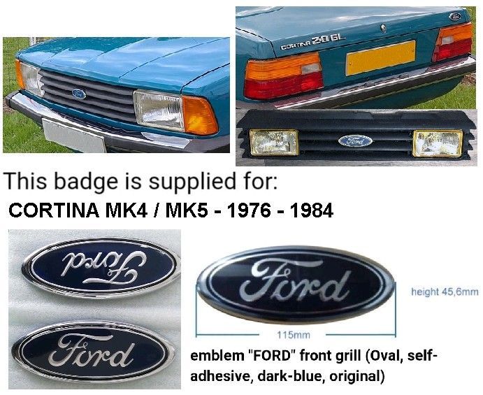 Ford Cortina MK4 / 5 front &amp; back oval badges