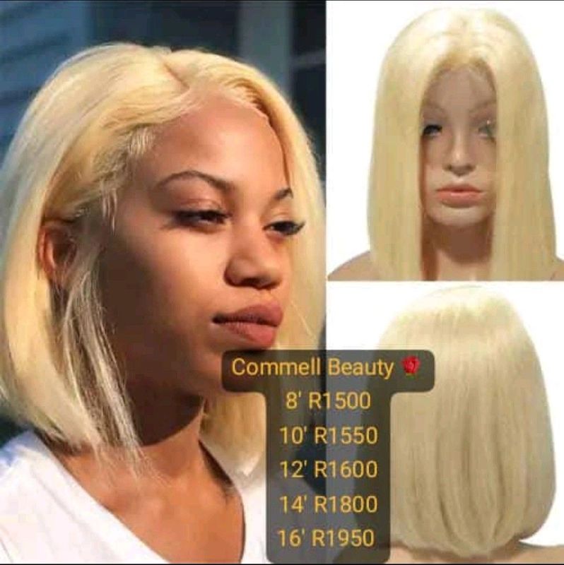 12inch ear to ear lace frontal Peruvian hair wig blonde . Grade 12A