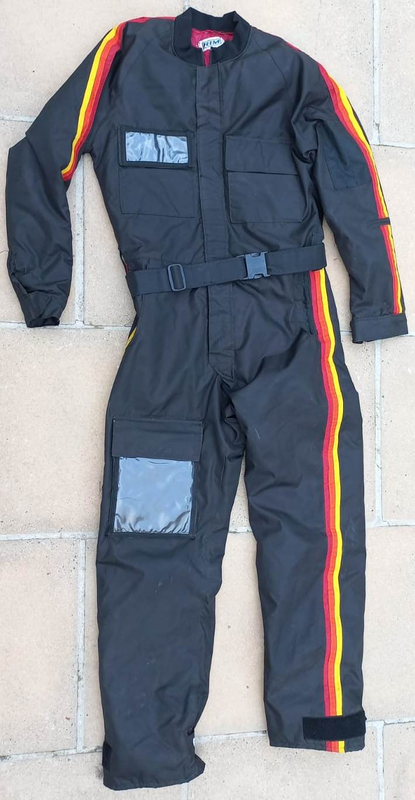 Pilots Flight Suit Flyers Coveralls Black with red and yellow strips
