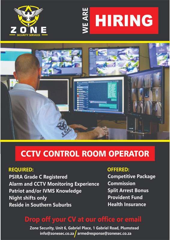 CCTV CONTROL ROOM OPERATOR - CAPE TOWN ONLY