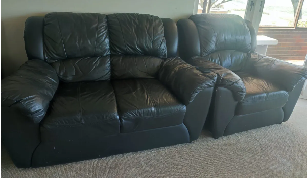 6 Seater Preloved Leather Couch Set
