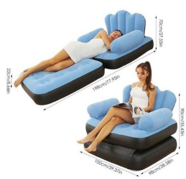 Inflatable couch and bed sofa