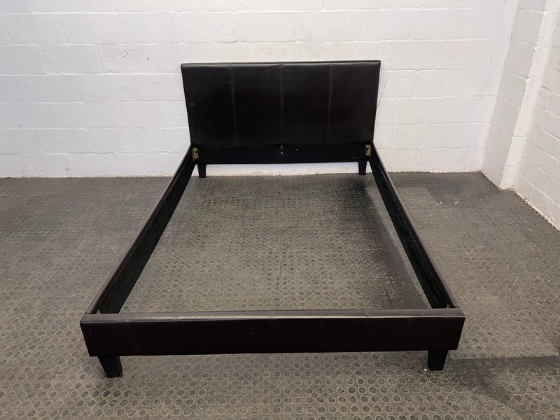 Brown Pleather Double Bed Frame - REDUCED-